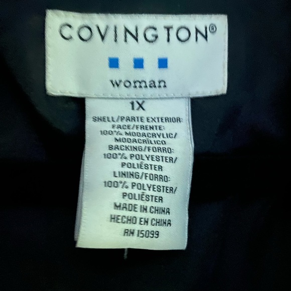 Black Faux Fur Hooded Coat by Covington Woman | size 1X - Picture 7 of 10